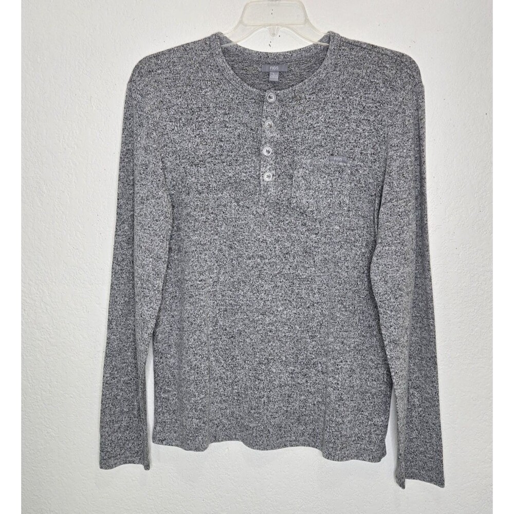 FIGS Supersoft Long-Sleeve Henley Underscrub (Style #LM6016) Men's Size L Gray